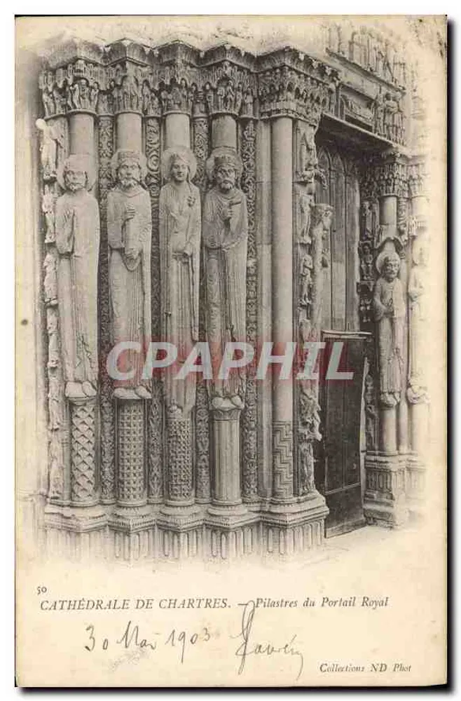 Kathedrale von Chartres — Pfeiler des Königstor — Sammlung ND Phot - Vorderseite
