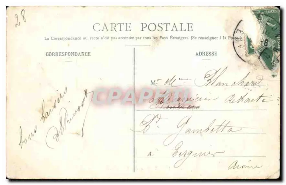 Dreux — Vue dans le Parc — Ch. Pongault, édit., Dreux, n° 129 - Verso