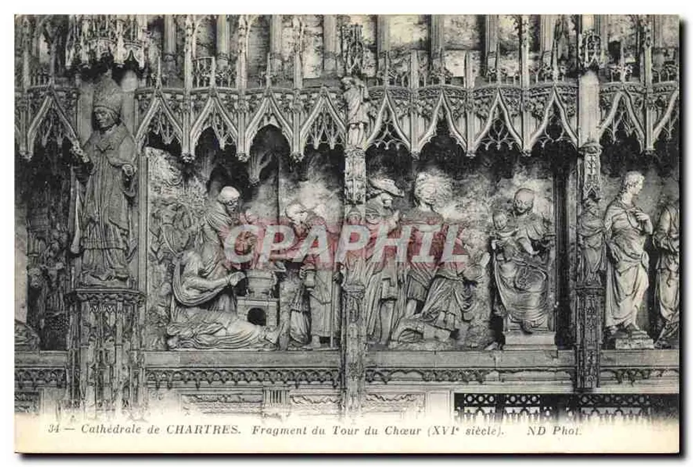 Kathedrale von Chartres — Fragment des Chorumschritts (17. Jahrhundert) — ND Fotografie - Vorderseite
