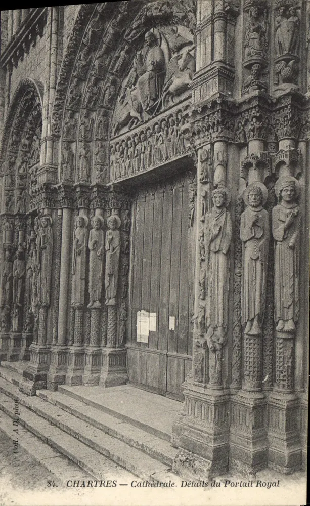 Chartres — Kathedrale. Details des Königstor - Vorderseite