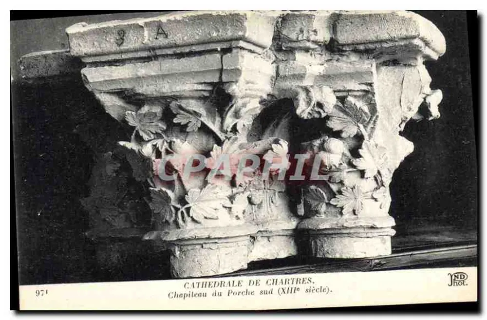 Kathedrale von Chartres — Kapitell des Südportal (13. Jahrhundert) — JND. Phot. Paris - Vorderseite