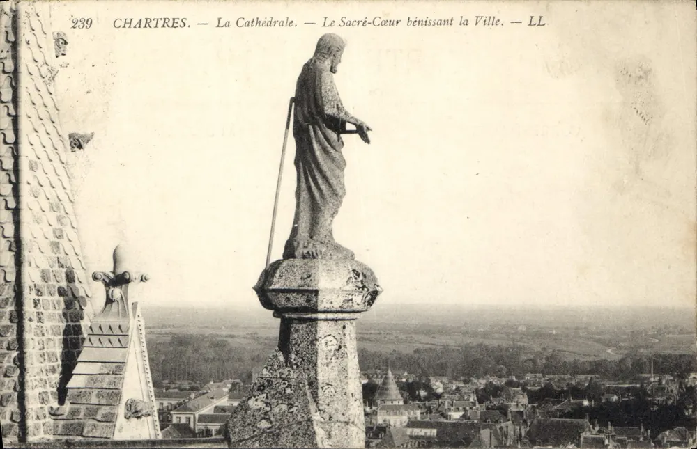 Chartres — Die Kathedrale. Das Heilige Herz segnet die Stadt — LL - Vorderseite