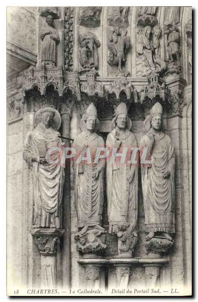 Chartres — Die Kathedrale. Detail des Südportals — LL. n°18 - Vorderseite