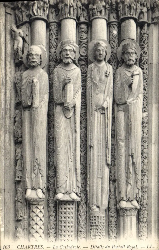 Chartres — Die Kathedrale — Details des Königstor — LL. — N° 163 - Vorderseite