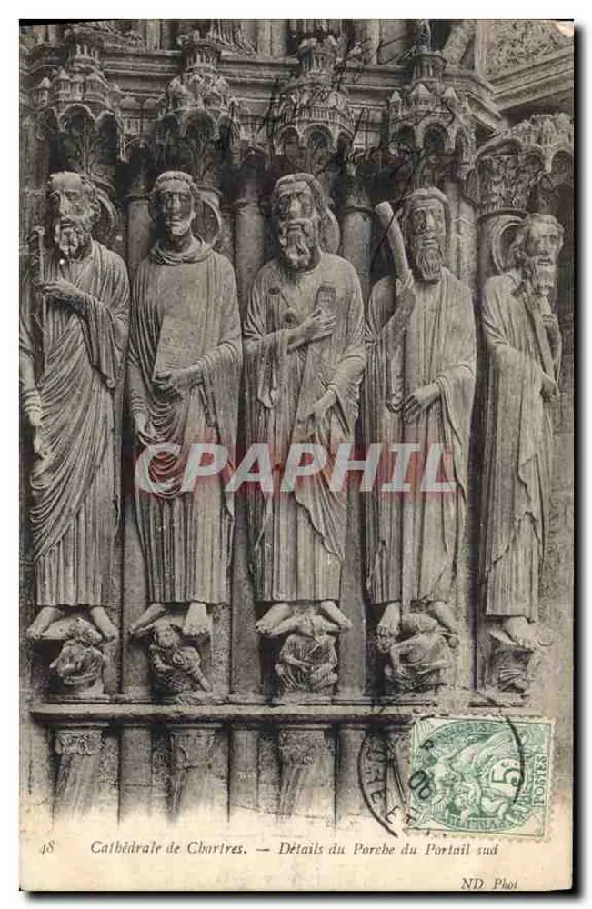 Kathedrale von Chortres — Details des Portals des südlichen Portalbogens — ND Phot - Vorderseite