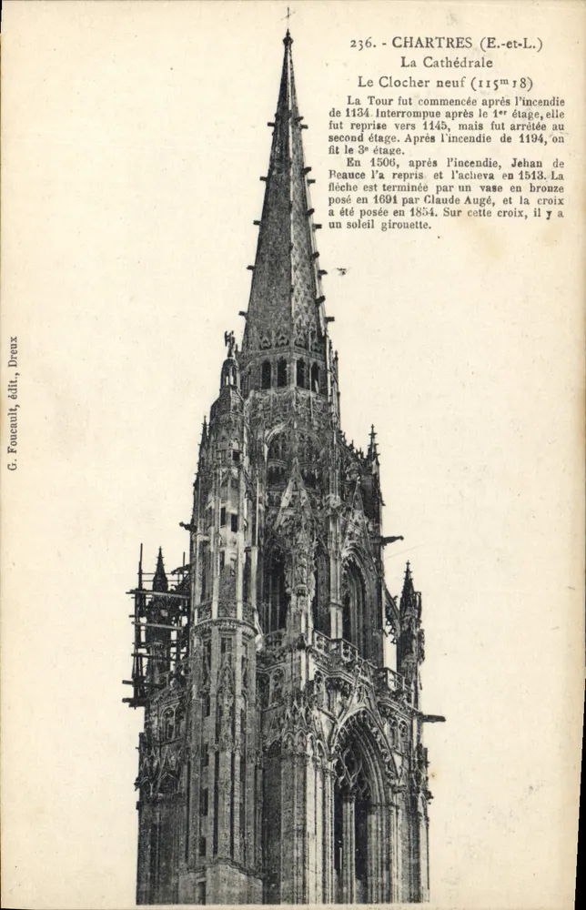 Chartres (E.-et-L.) — Katedra, Nowy Dzwonnica (1115m 18) — G. Foucault, wyd., Dreux - Awers