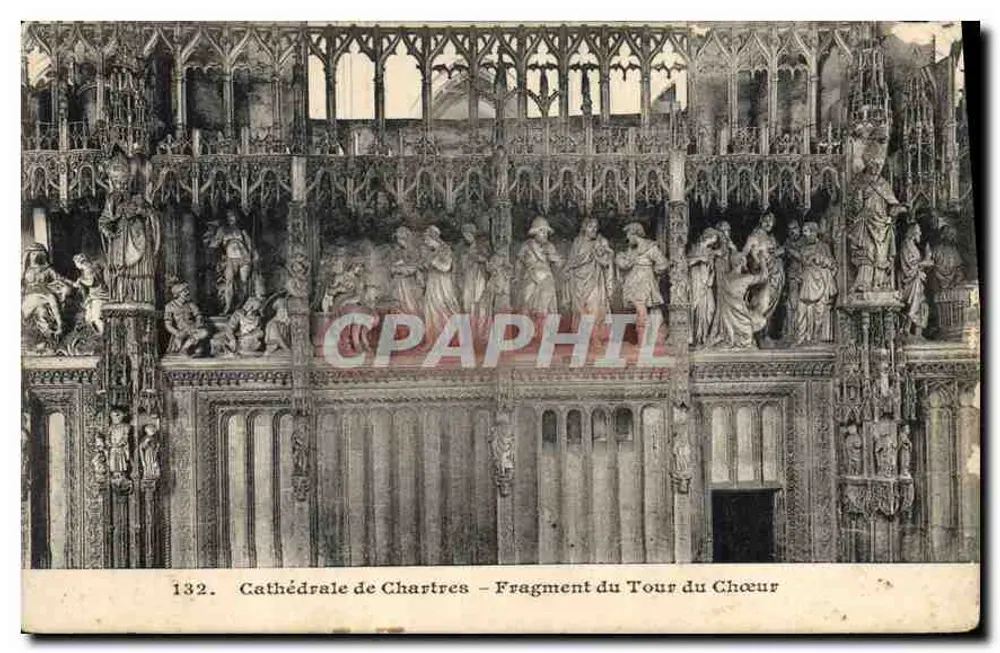 Kathedrale von Chartres — Fragment des Chorumsrundgangs — unbekannter Verlag, Nr. 132 - Vorderseite