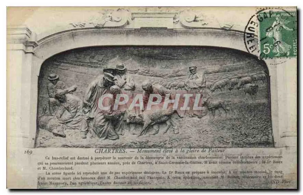 Chartres — Monument erguido em homenagem a Pasteur — Dr Paul Richer, escultor - Frente
