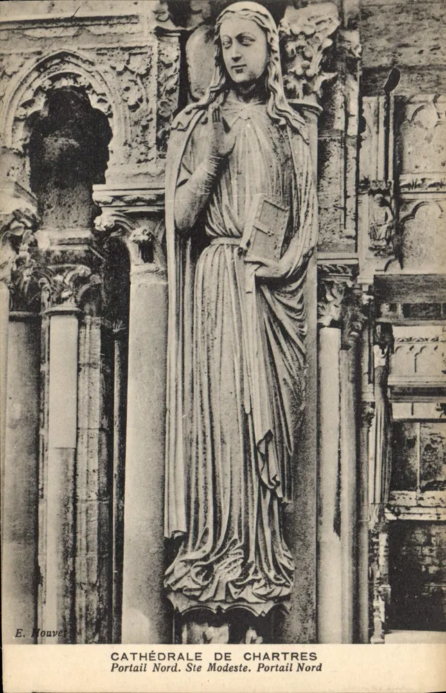 Kathedrale von Chartres — Statue der heiligen Modeste am Nordportal — E. Houvet - Vorderseite