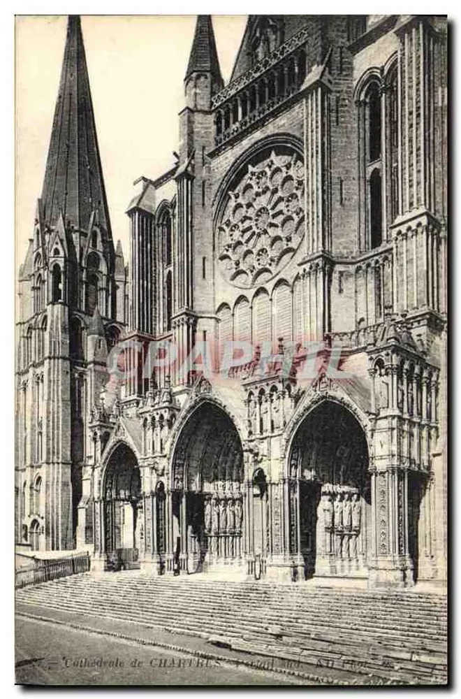 Cattedrale di Chartres — Facciata sud — Editore anonimo, n° 28 - Recto