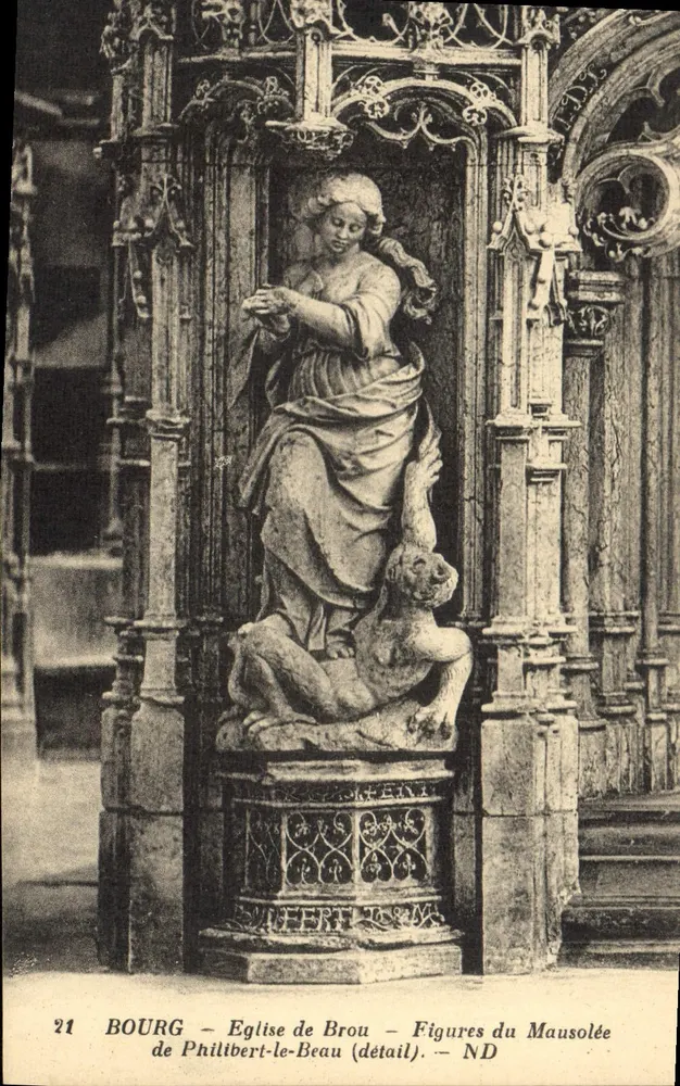 Bourg — Kirche von Brou — Figuren des Mausoleums von Philibert-le-Beau (detail) - Vorderseite