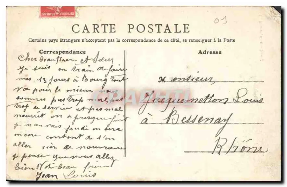 Bourg - Église Notre-Dame — Réédification du clocher selon le projet de M. Tony Ferret, éditeur L. Ravier - Verso