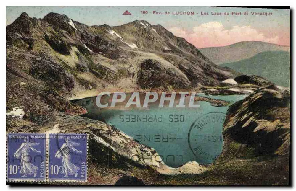 Ansicht von LUCHON - Die Seen des Port de Venasque — Antike Ansichtskarte n°100, Verlag Alsacienne des Arts Photomécaniques - Vorderseite