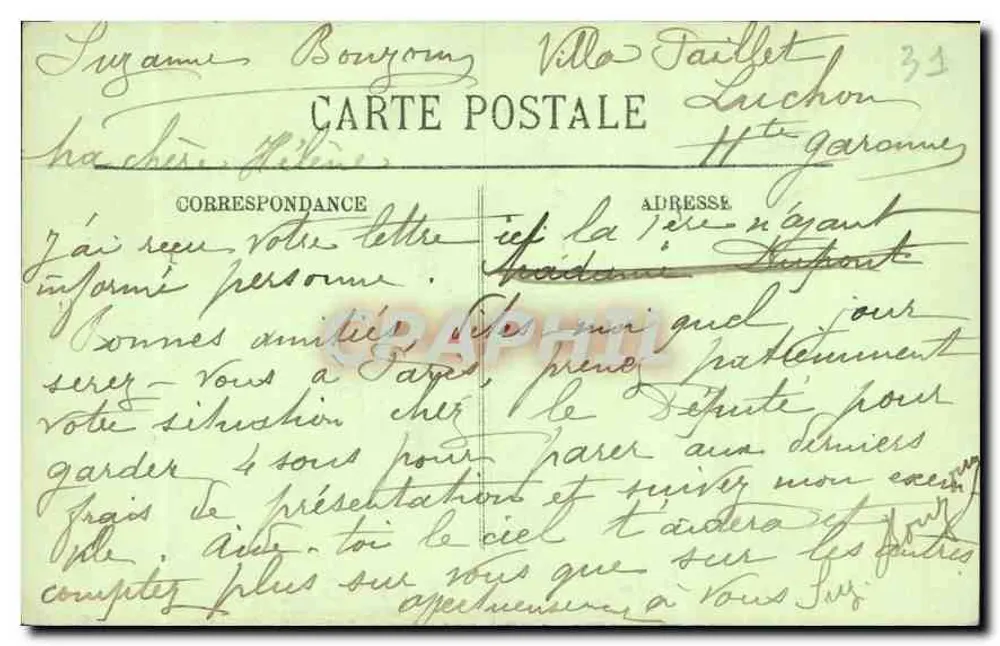 Luchon — O Lago de Oe. — LL. — 203 - Verso