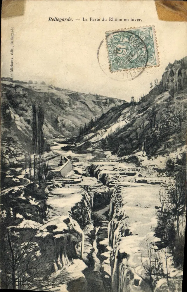 Bellegarde — A Perda do Ródano no inverno — Lucien Michlaus, editor, Bellegarde - Frente
