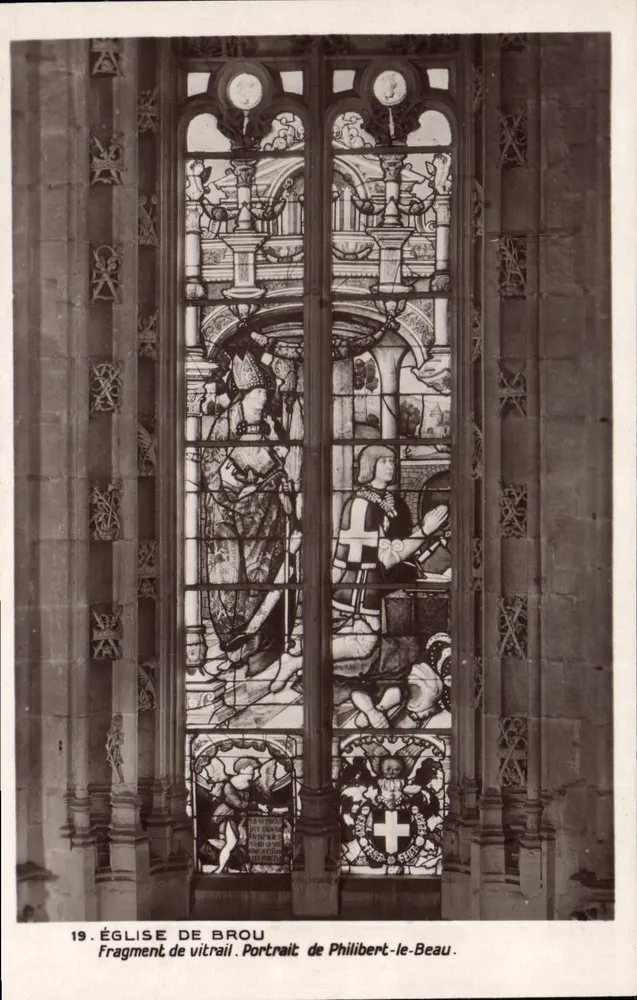 Kirche von Brou — Fragment eines Farbglases. Portrait von Philibert-le-Beau — Monuments Historiques de France - Vorderseite