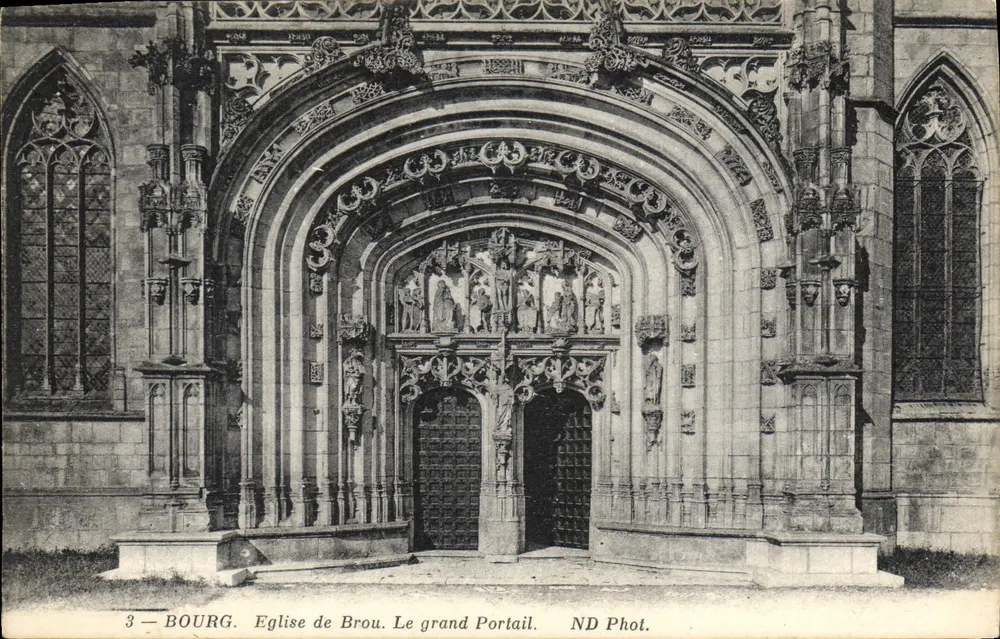 Kirche von Brou. Der Große Portal — BOURG — ND Phot. - Vorderseite