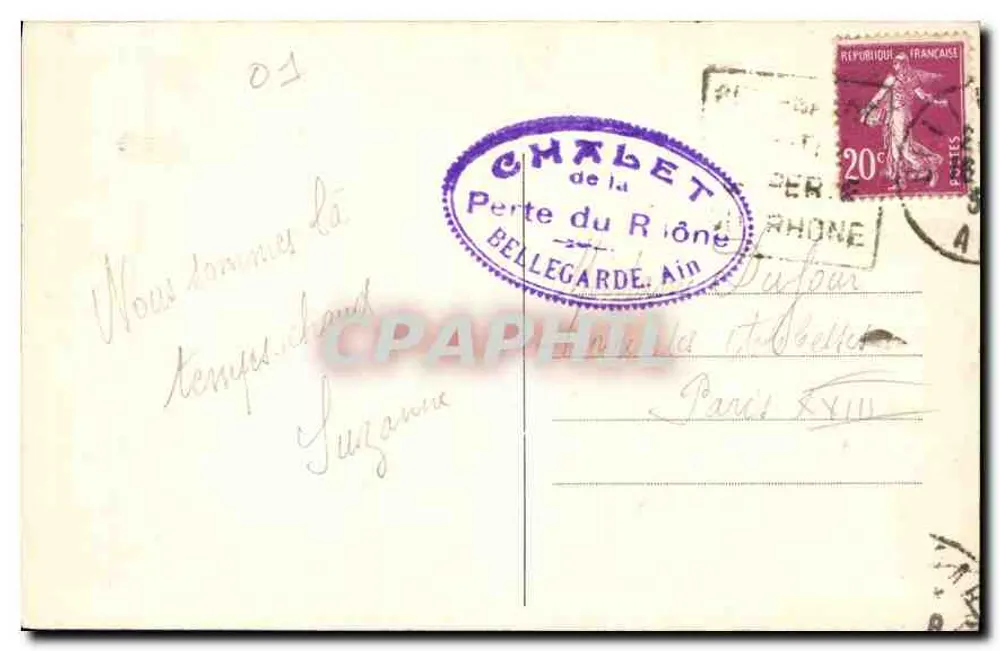 Bellegarde — A perda do Ródano — L. Michaux, Edição Bellegarde (Departamento Ain) n°19 - Verso