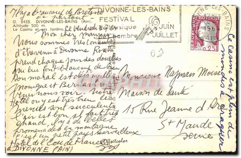 Divonne-les-Bains — Das Casino und seine Gärten — Kammermusikfestival — Verleger: - Rückseite