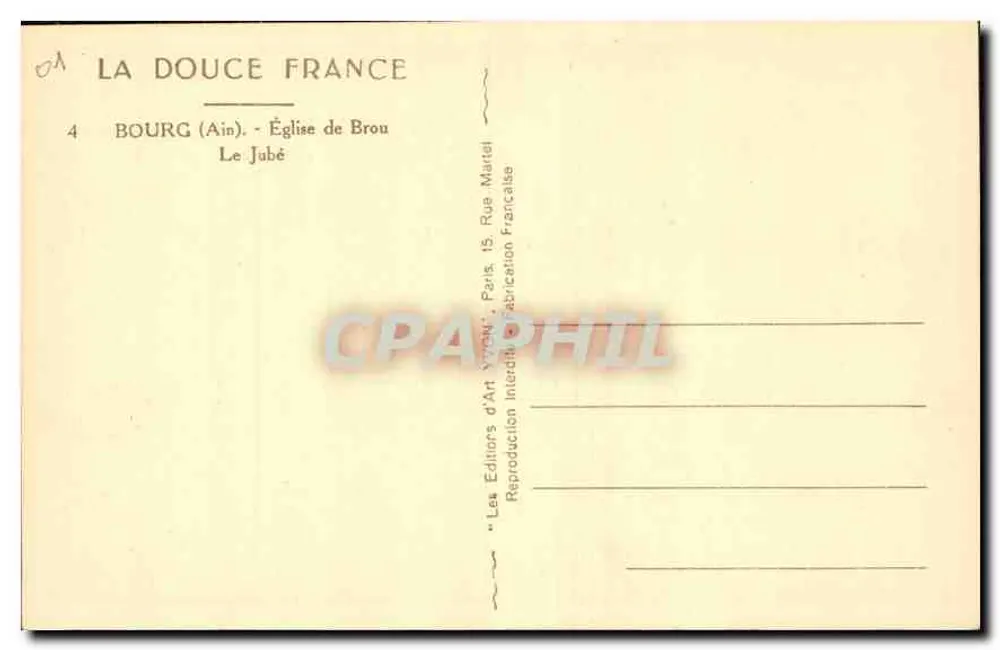 Kirche von Brou — Der Chorvorhang — Verlag: Les Éditions d'Art Français, Paris - Rückseite