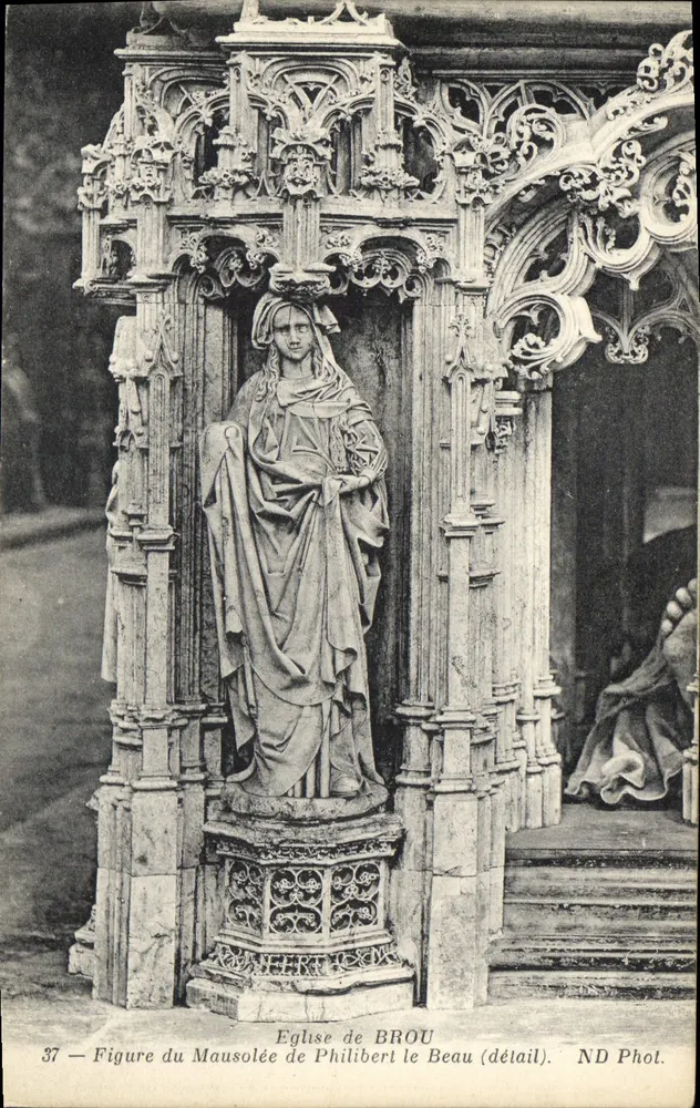 Kirche von Brou — Figur des Mausoleums von Philibert le Beau (detail) — ND Phot. - Vorderseite