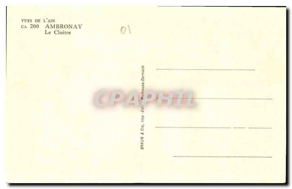 Ambroñay — O Claustro — Braun & Cie, Imp. Mulhouse-Dornach - Verso