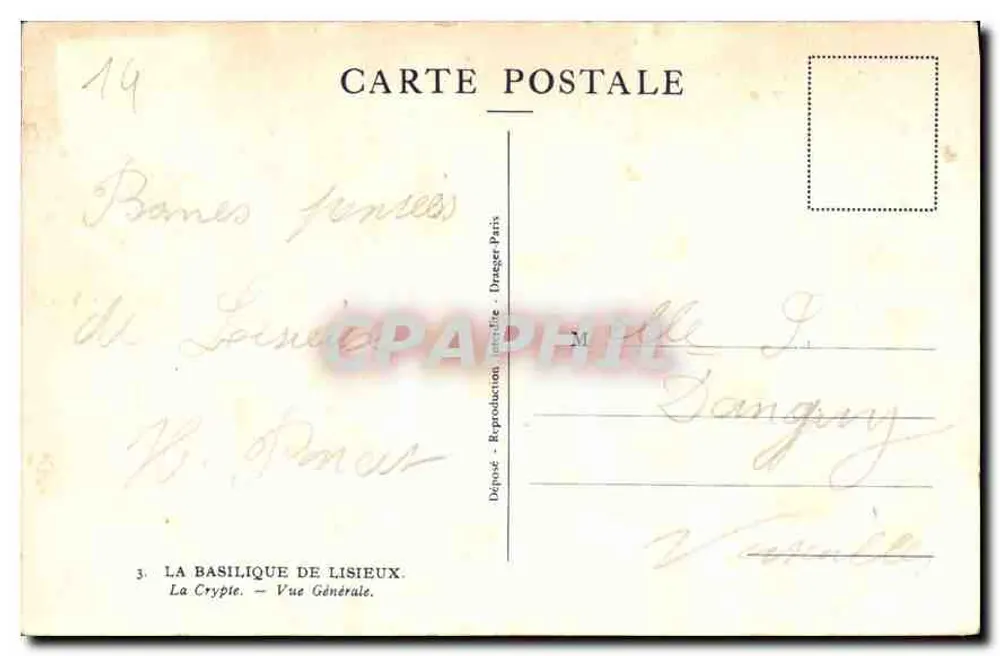 A Basílica de Lisieux — A Cripta — Vista Geral — Depositado: Reprodução Drager-Paris - Verso