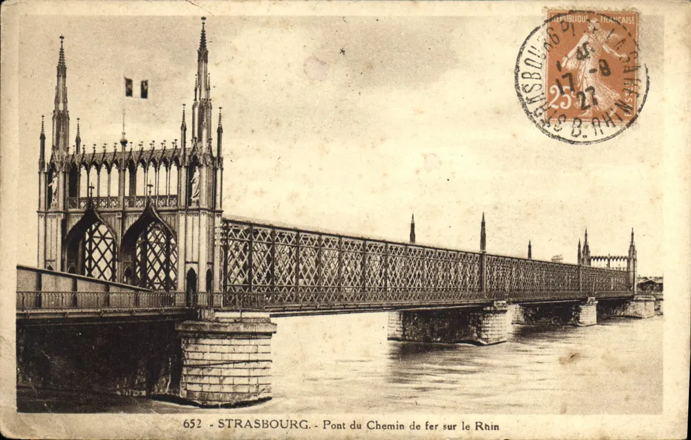 Strasbourg - Eisenbahnbrücke über den Rhein — Verleger Ch. Bergeret, Nr. 652 - Vorderseite