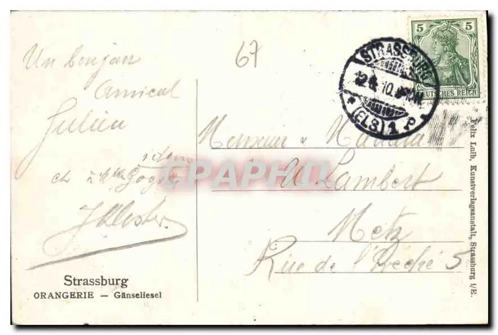 Estátua da Ganseliesel — Strasbourg — Orangerie - Verso