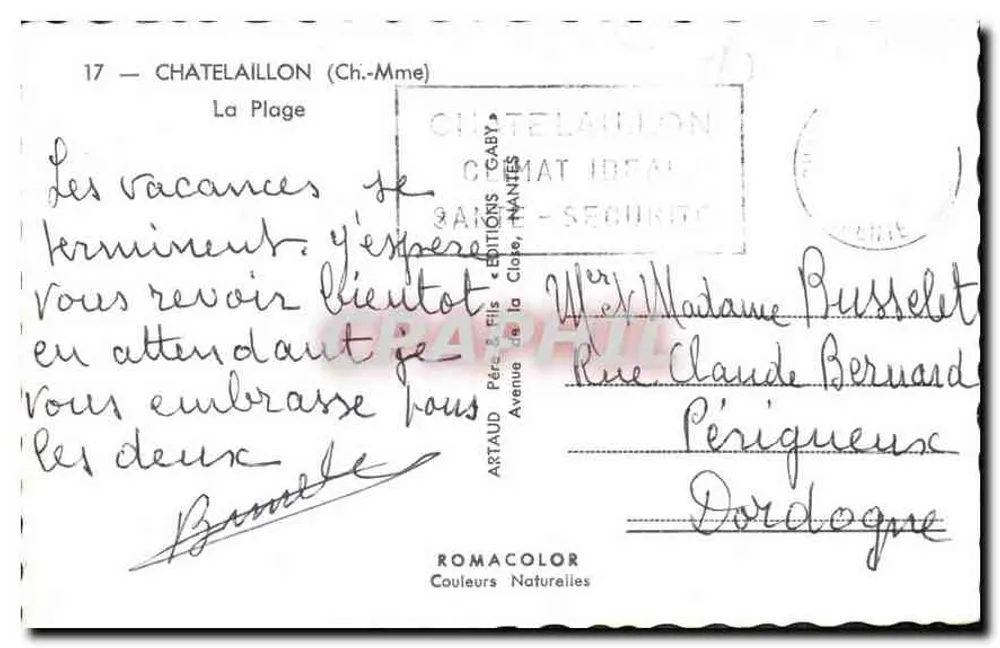 Châtelailly (Loire-Atlantique) — Die Strände — Éditions Gaby - Rückseite