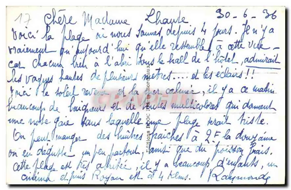 PONTAILLAC-ROYAN — Übersicht der Strand. Die Felsen der Südklippen — Tito - Rückseite