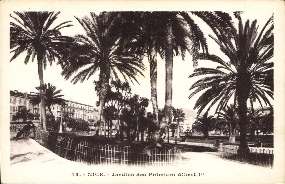 Nice - Jardins des Palmiers Albert 1er — série 45, editor J. Gilletta & Cie, Nice - Frente