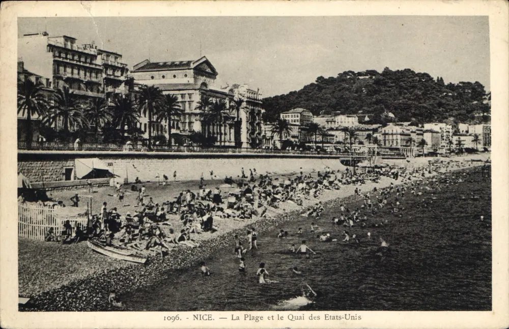 NICE — Der Strand und der Quai des Etats-Unis — La Cigogne, 1096 - Vorderseite