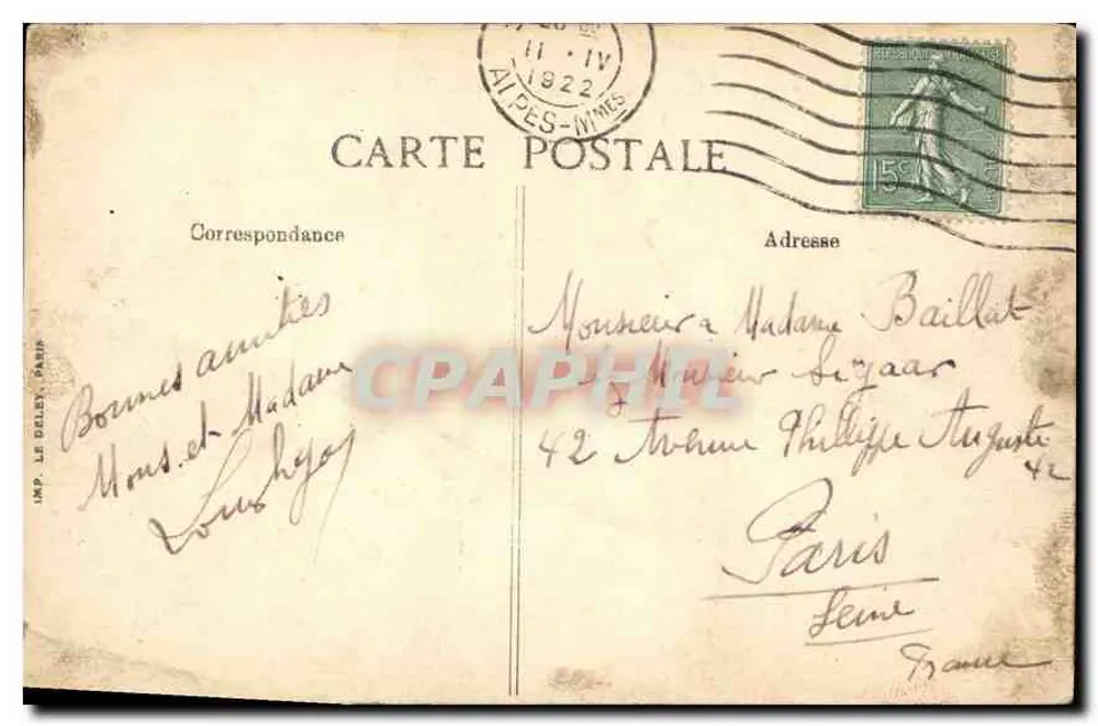 Nice — Der Quai des États-Unis — Verlag IMP. LE DÉLÉ, PARIS, n° 790 - Rückseite