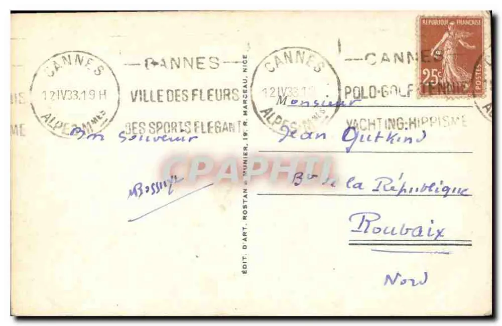 CANNES - Allgemeiner Blick vom Mont Chevalier - La Jetée Édouard VII. RM - Rückseite