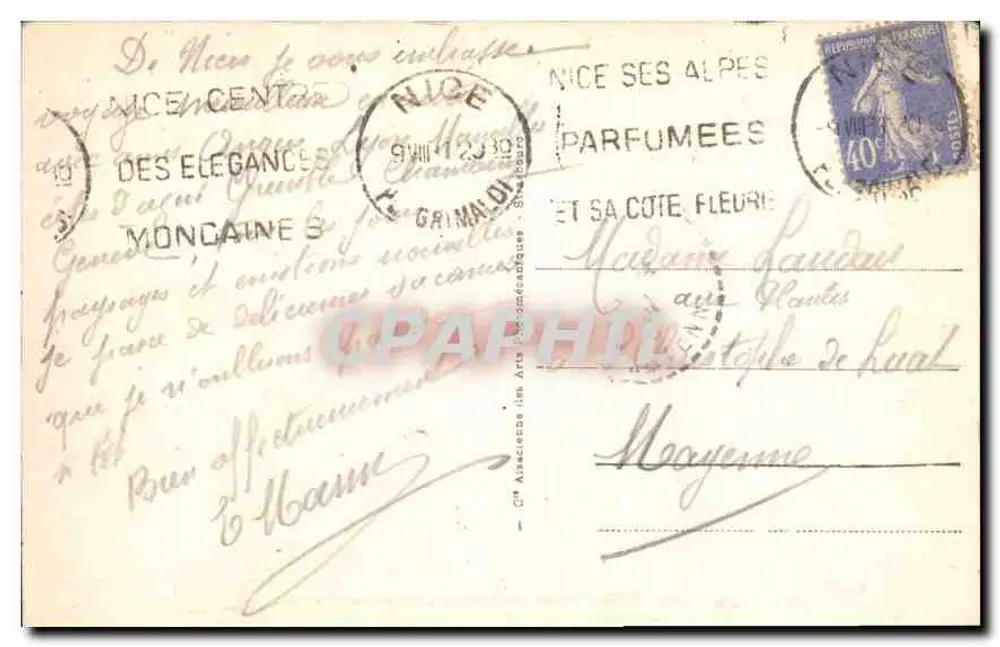 NICE - Palácio da Jetée entre os Palmieres — editor NICE POSTE, n° 317 - Verso