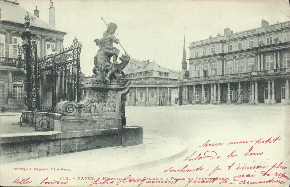 Nancy — Hémicycle de la Carrière & Palais du Gouvernement — Phototype A. Bergeret et Cie, n° 402 - Vorderseite