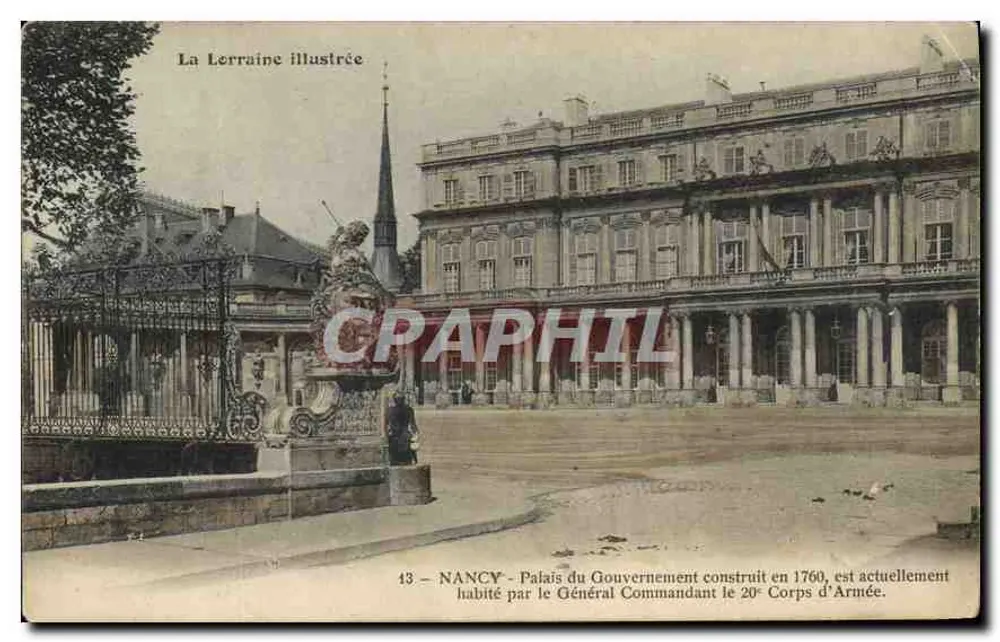 Nancy — Palast des Regierungsgebäudes errichtet 1760, derzeit von dem Generalkommandanten des 20. Armee-Korps bewohnt — La Lorraine illustrée, n°43 - Vorderseite