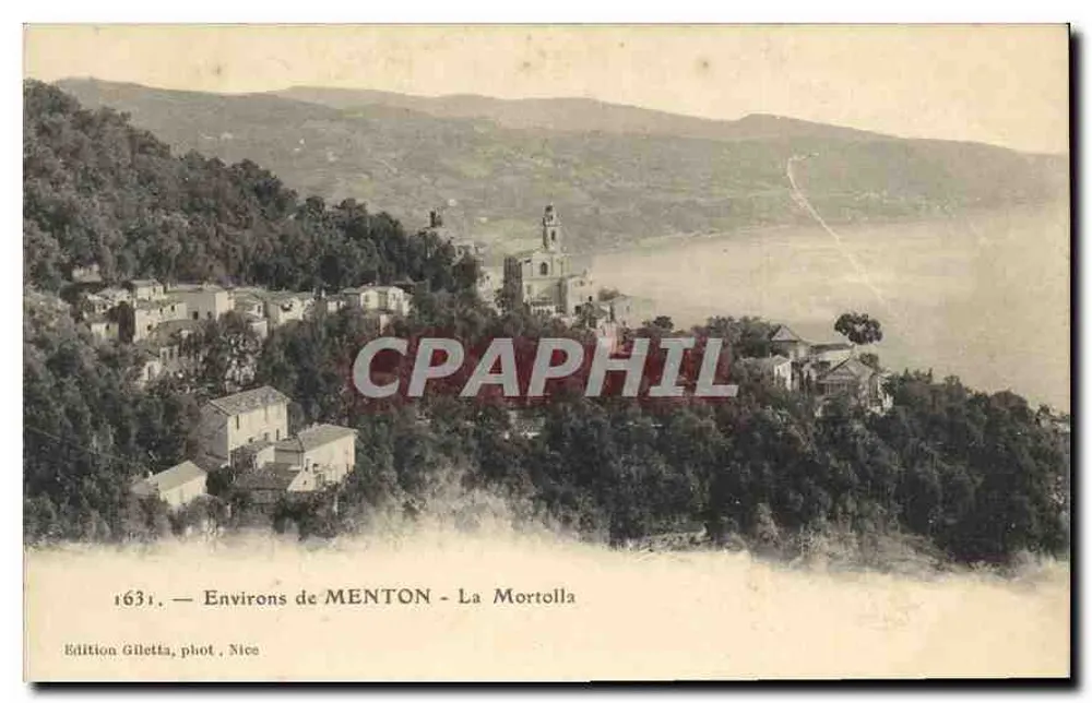 Ao redor de MENTON - La Mortolla — Edição Giletta, fot. Nice, n° 1631 - Frente