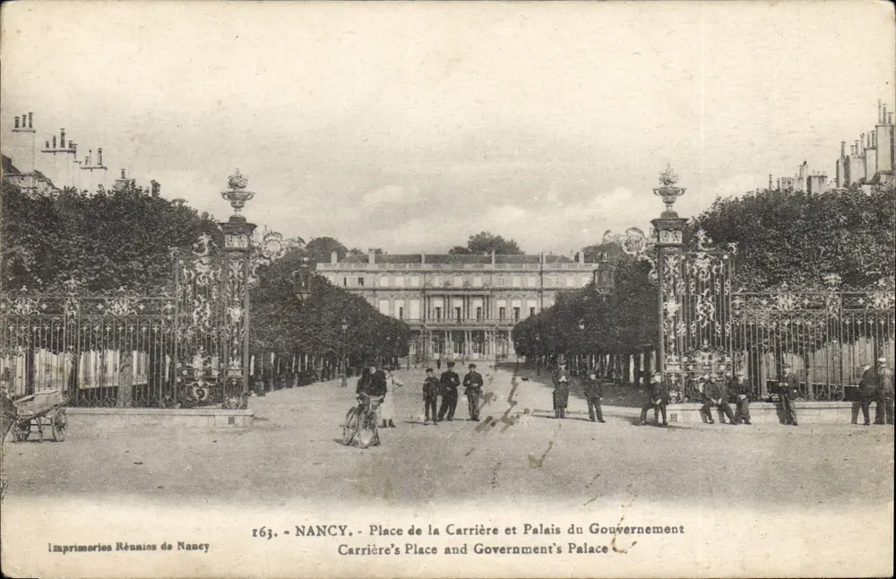 Nancy — Place de la Carrière und Palais du Gouvernement — Imprimeries Réunies de Nancy, n° 163 - Vorderseite