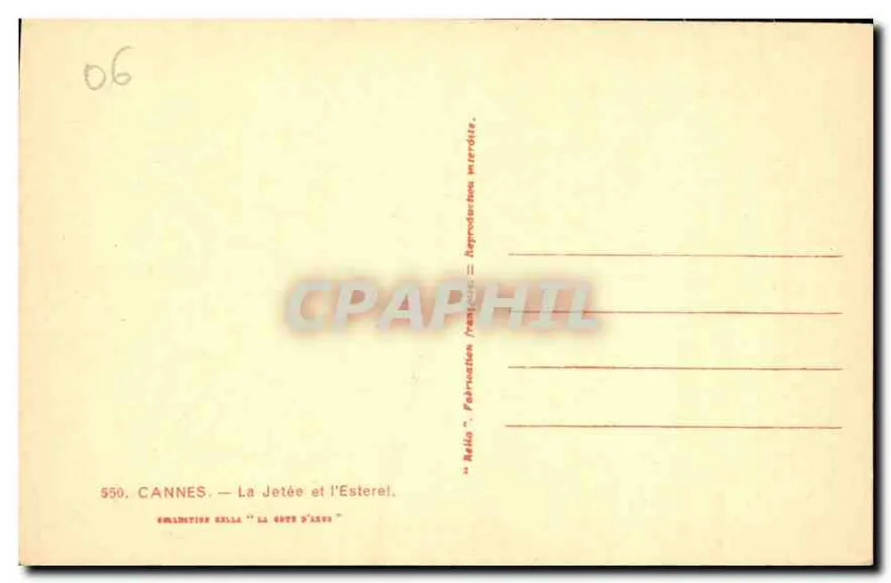 Cannes — A Ponte e o Esterel — editor Relia, n° 550 - Verso