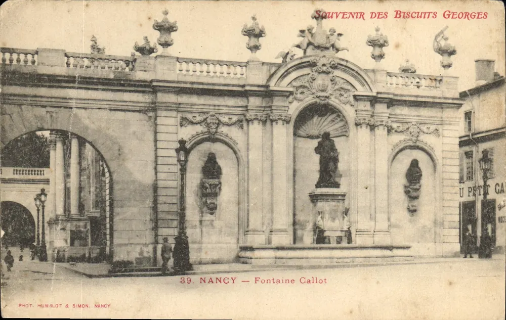 Nancy — Fontaine Callot — Lembrança dos Biscuits Georges - Frente