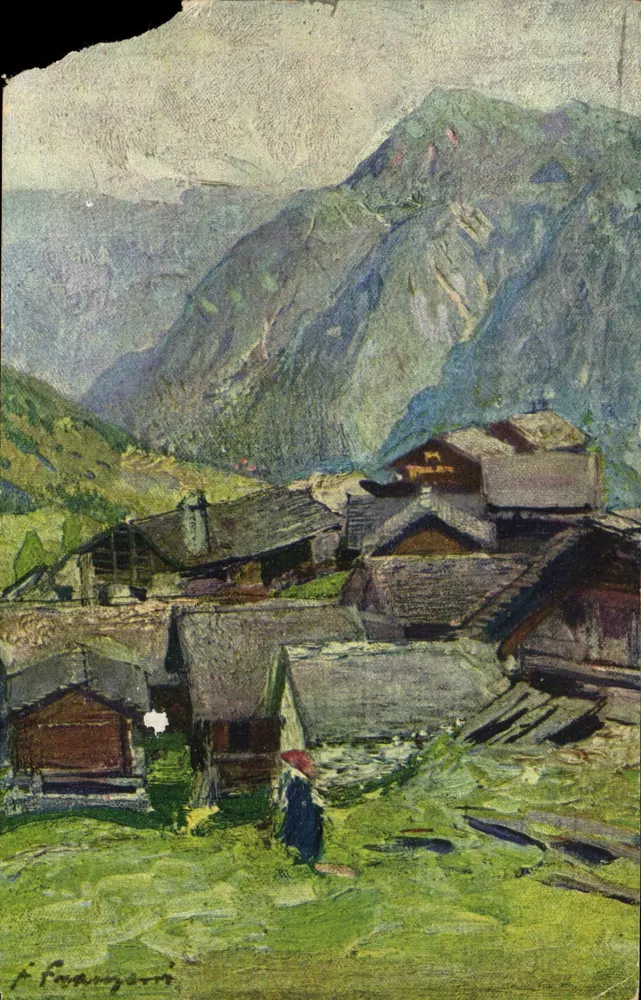 Alpine Dorf — Ansicht von Bosco Valle Maggia — Kupferstich von Filippo Franzoni - Vorderseite