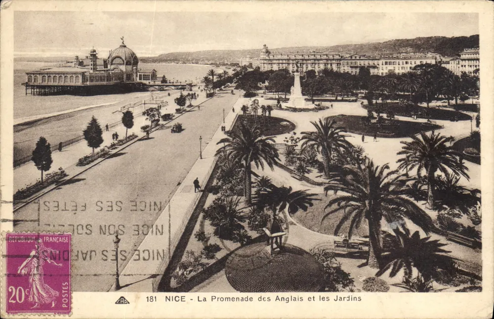 NICE - Die Promenade des Anglais und die Gärten — Verleger A.R.B. Nr. 181 - Vorderseite