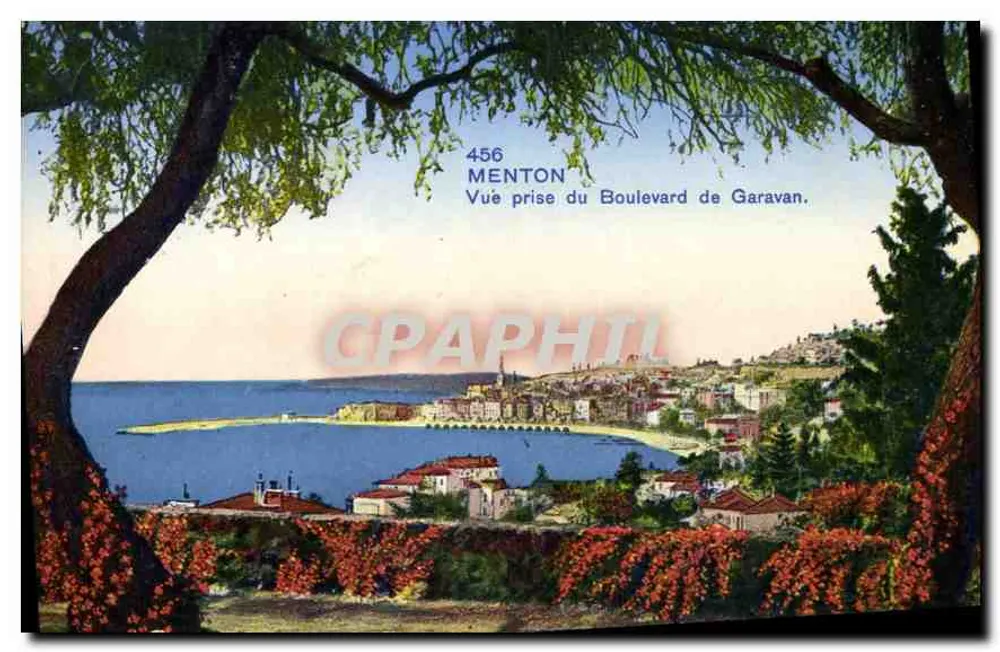 Menton — Uitzicht genomen vanaf de Boulevard de Garavan — Moderne ansichtkaart 456 - Voorkant