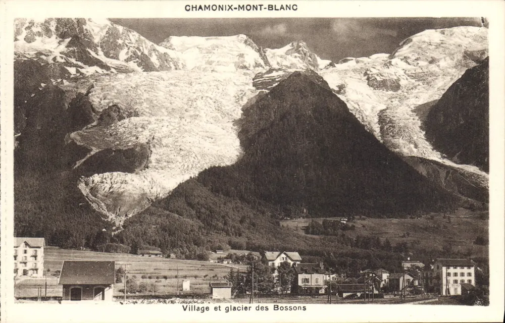Chamonix-Mont-Blanc — Dorf und Gletscher Bossons — G. Tairraz, phot. Chamonix-Mont-Blanc - Vorderseite