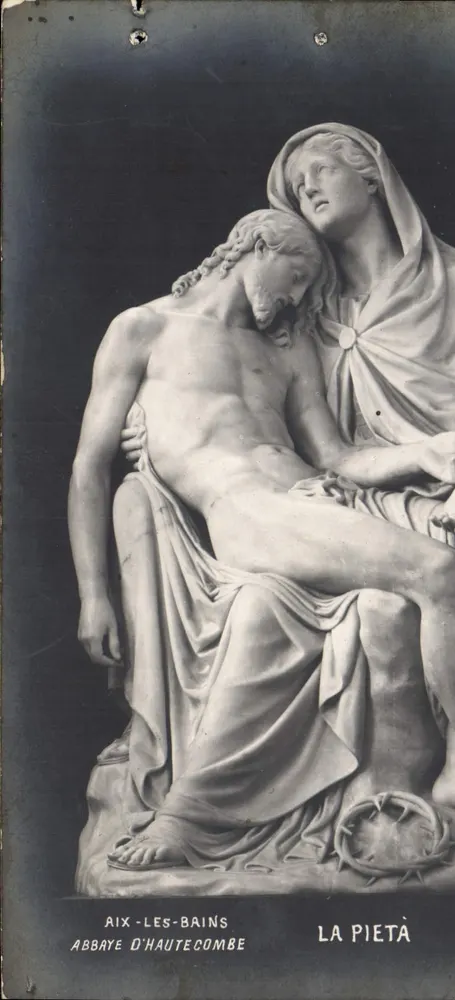 A Pietà — estátua na Abadia de Hautecombe — G. Erun, Aix-les-Bains - Frente