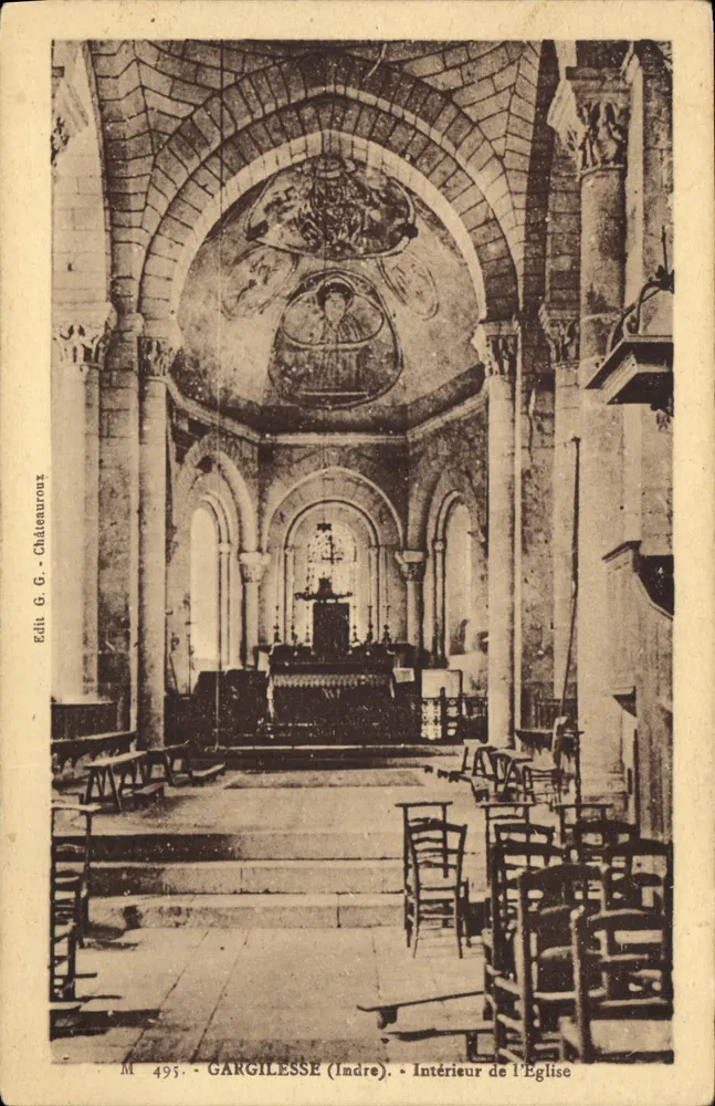 GARGILELLE (Indre) — Interior da Igreja — Édit. G. G. Châteaurenoux, n° 495 - Frente