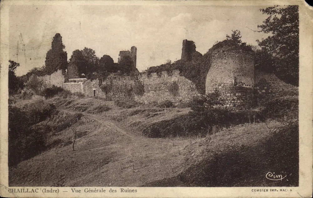 Chailllac (Indre) — Vue Générale des Ruines — Combier Imp. Macin N°36 - Frente