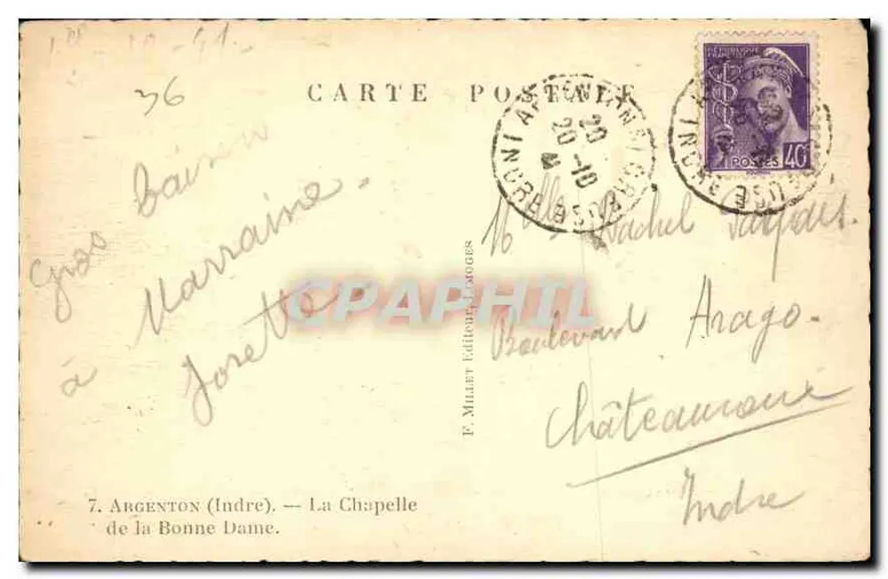 Argenton (Indre) — Die Kapelle der Guten Frau — Verlag F. Millet - Rückseite